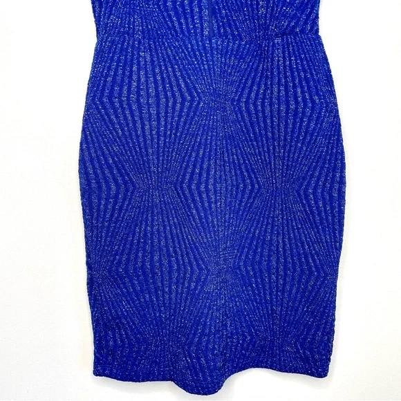 Charlotte Russe Electric Blue Cutout Halter Mini Dress XS Metallic Semi Formal - Picture 5 of 15